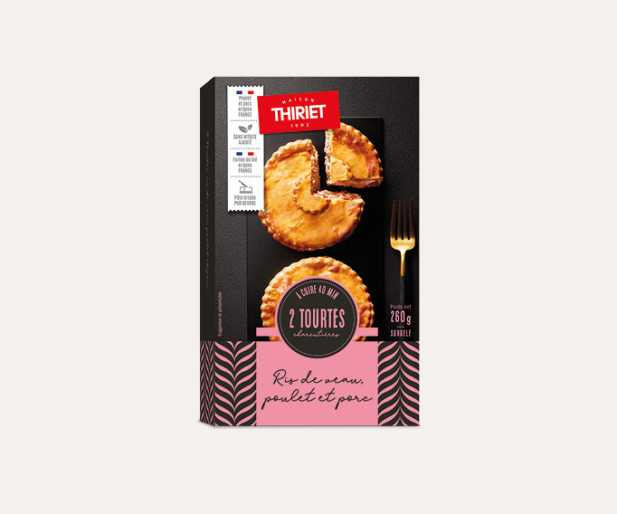 2 tourtes charcutières ris de veau, poulet, porc