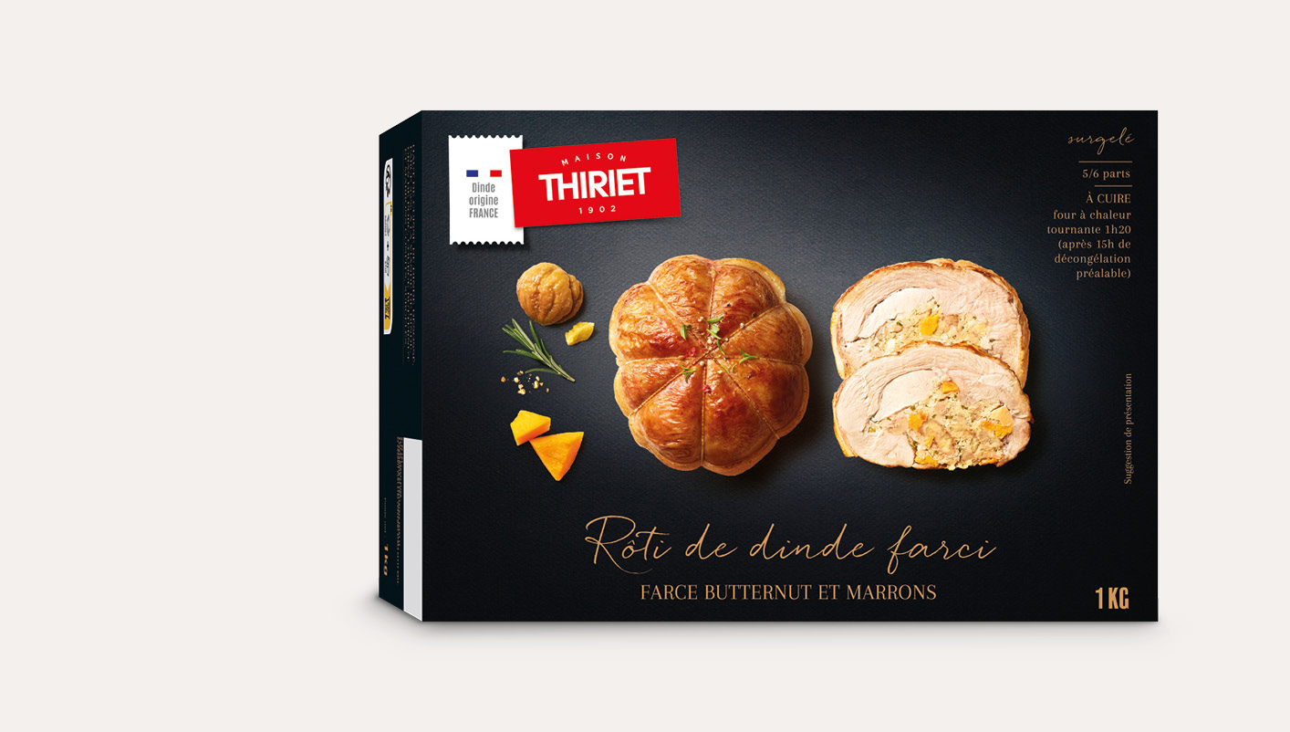 Rôti de dinde farci, farce au butternut et aux marrons