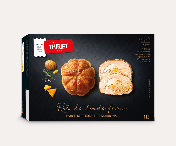 Rôti de dinde farci, farce au butternut et aux marrons