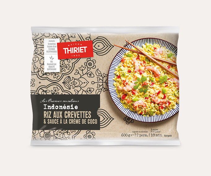 Riz aux crevettes et sauce à la crème de coco