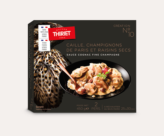 Caille et champignons, sauce au Cognac Fine Champagne