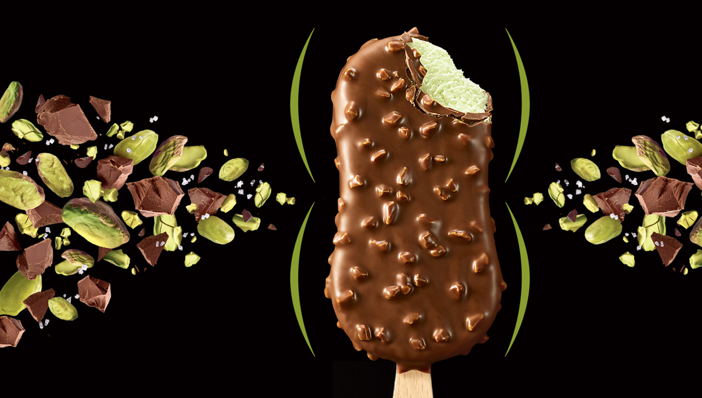 4 Parenthèses pistache enrobage chocolat au lait salé