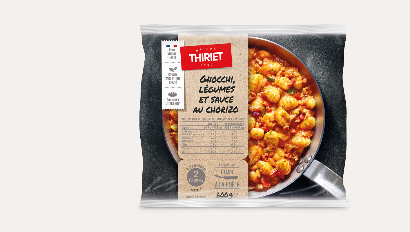 Gnocchi, légumes et sauce au chorizo