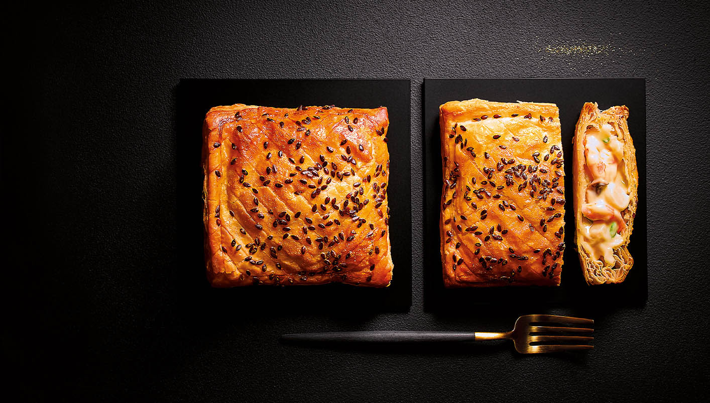 2 Feuilletés noix de Saint-Jacques* et crevettes
