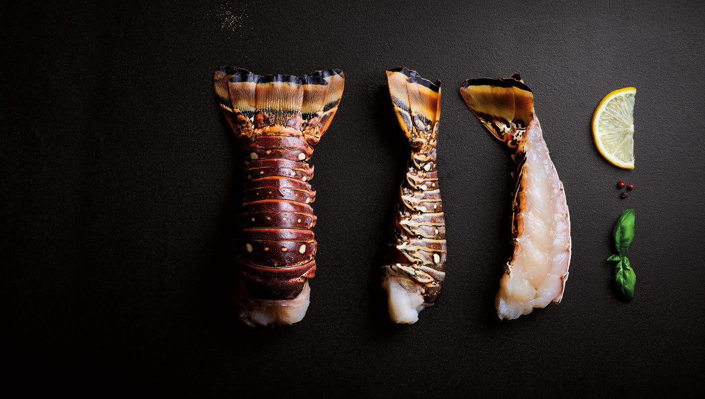 2 Queues de langoustes Caraïbes crues