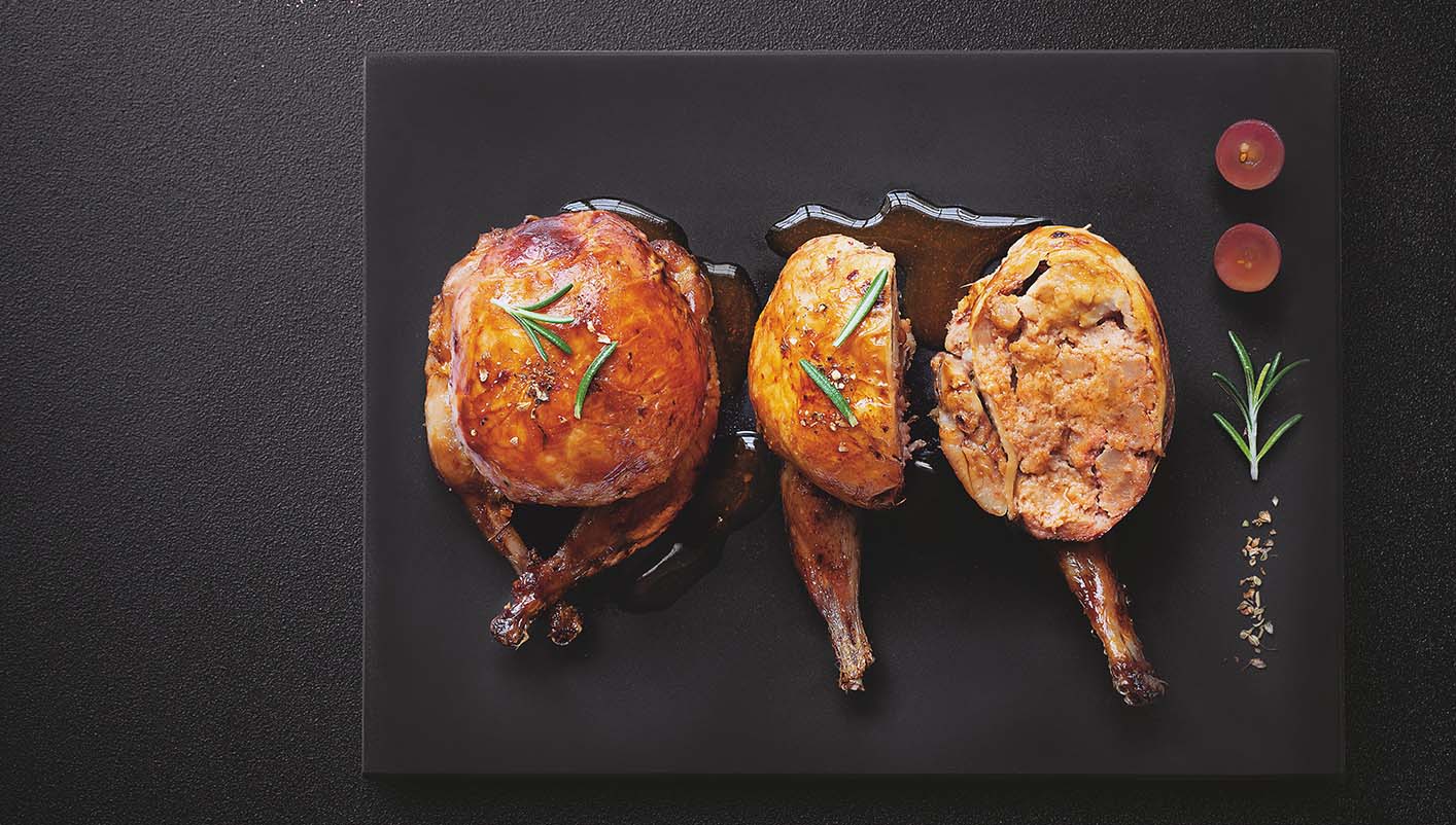 2 Cailles farcies, farce au foie gras canard