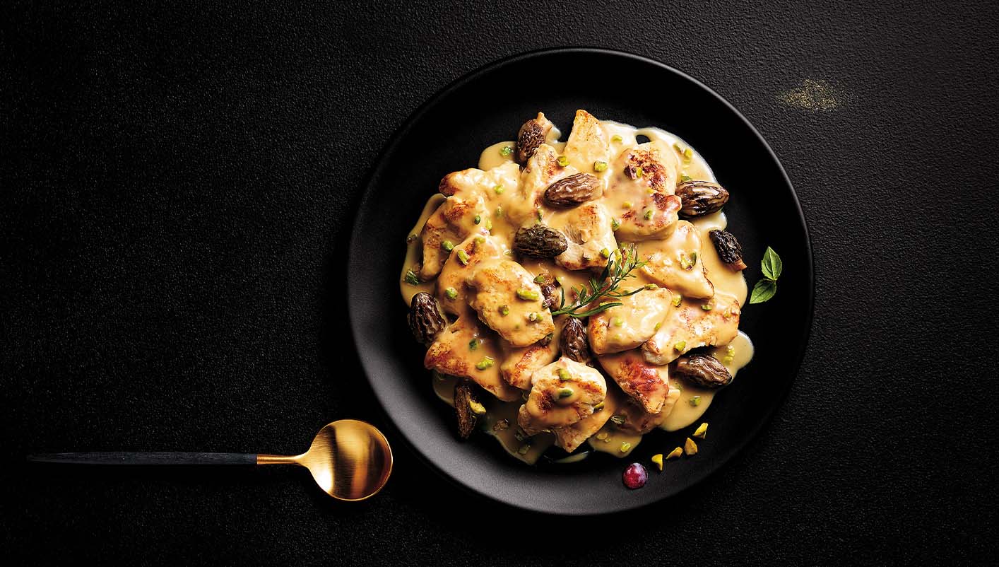 Poulet jaune sauce au Chablis et morilles