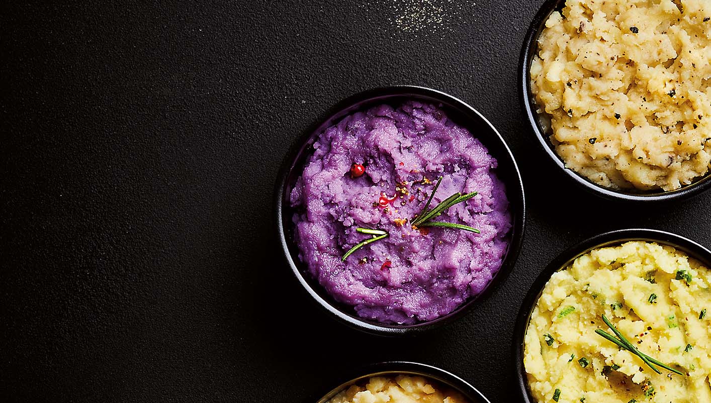 Écrasé de pommes de terre vitelotte