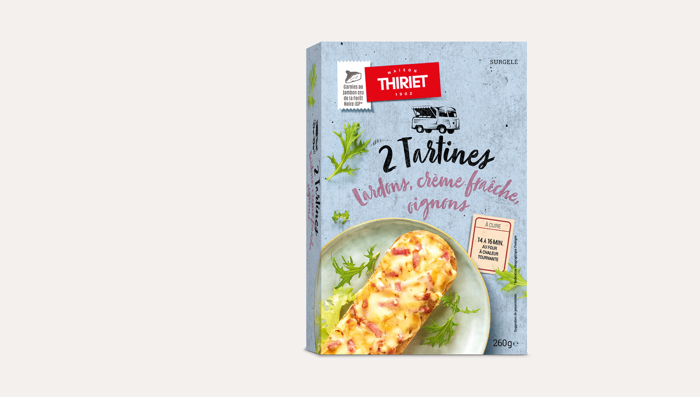 2 Tartines lardons, crème fraîche, oignons