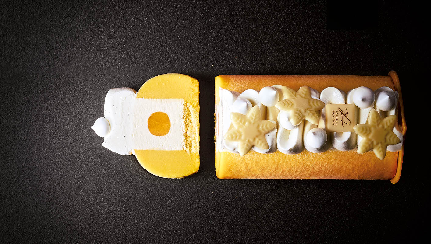 Entremets glacé exotique mangue, passion, yuzu, coco