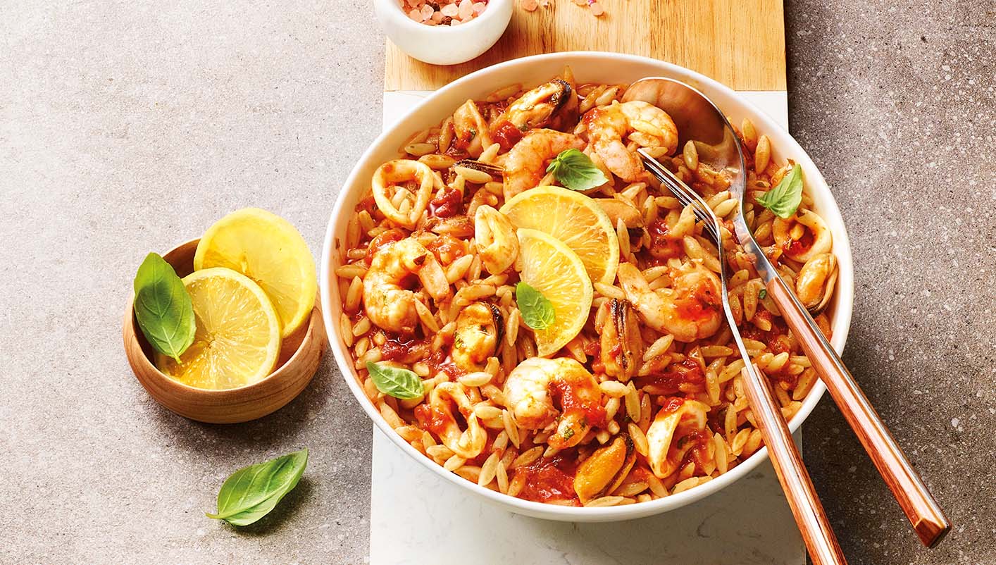 Pâtes risoni aux fruits de mer