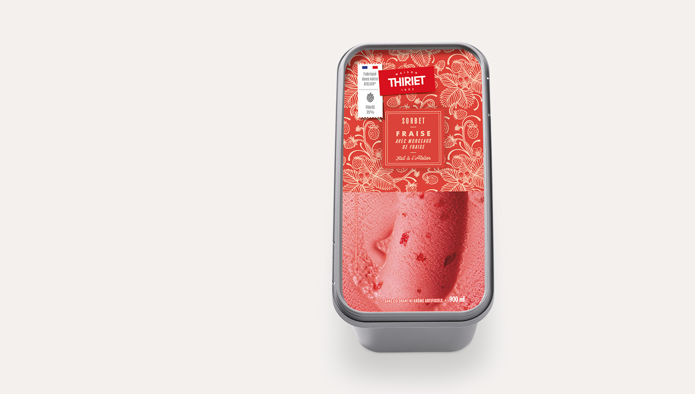 Sorbet fraise avec morceaux de fraise