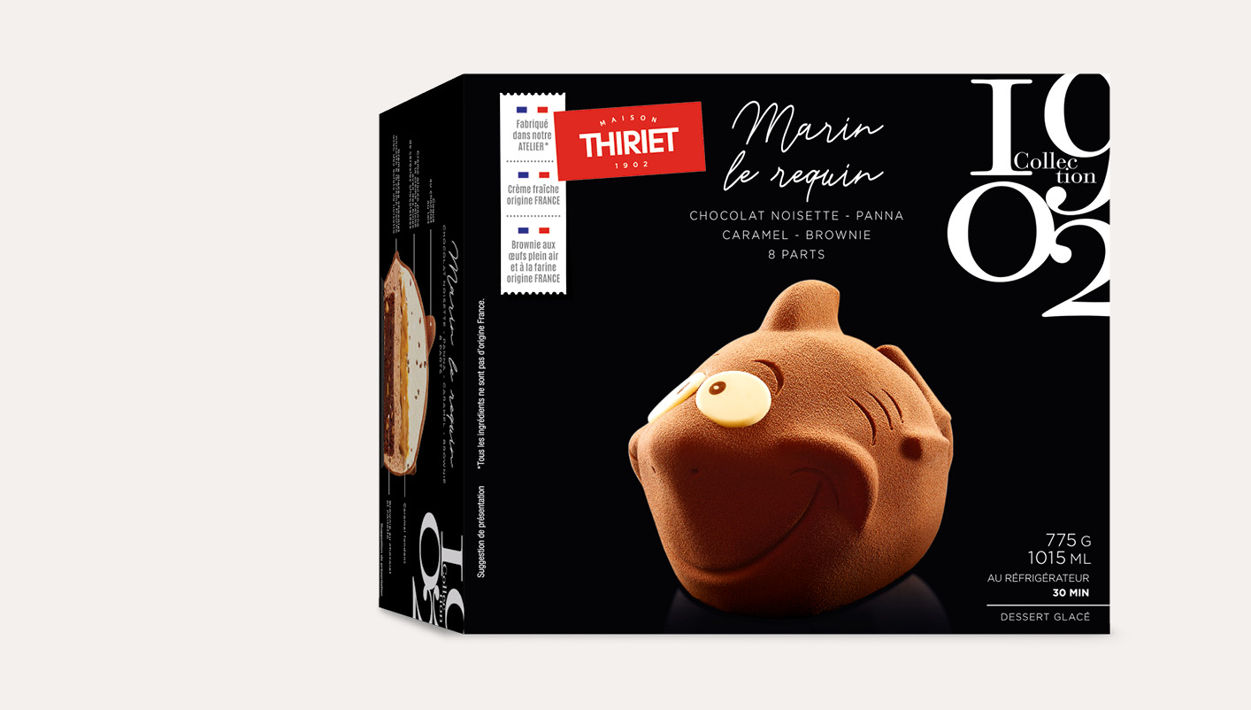 Marin le requin - chocolat-noisette, panna, caramel, brownie