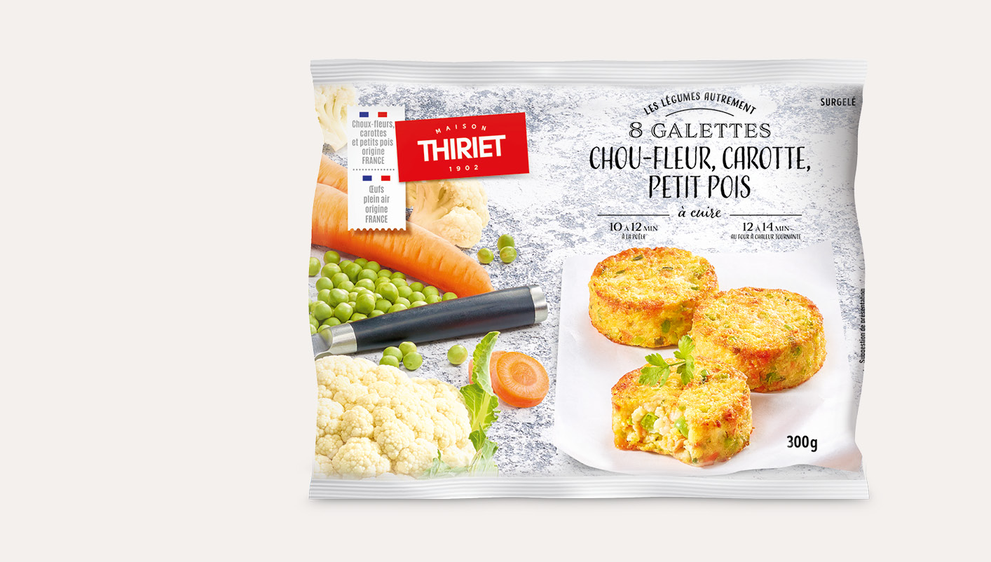 8 Galettes chou-fleur, carotte, petit pois