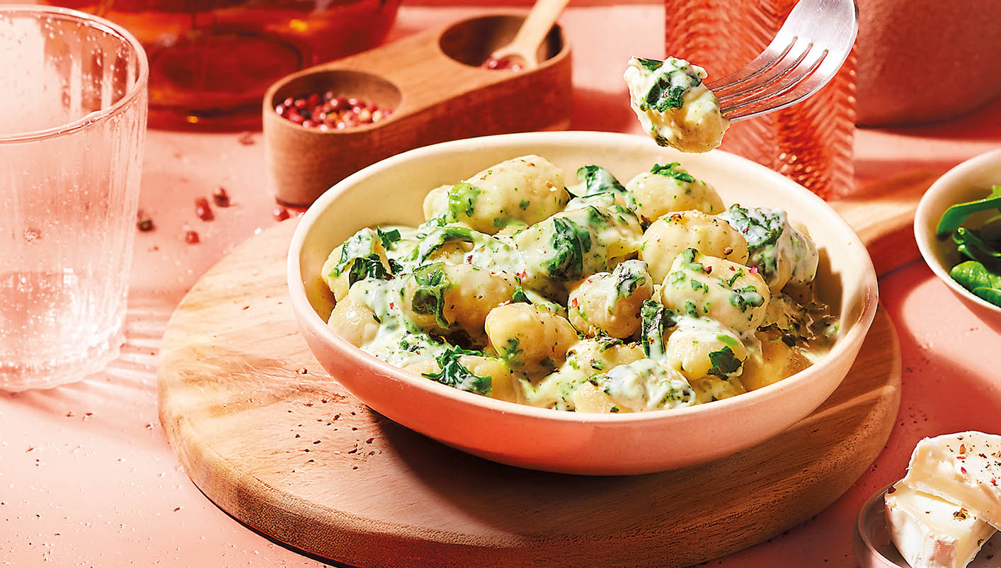 Gnocchi et épinards sauce au chèvre