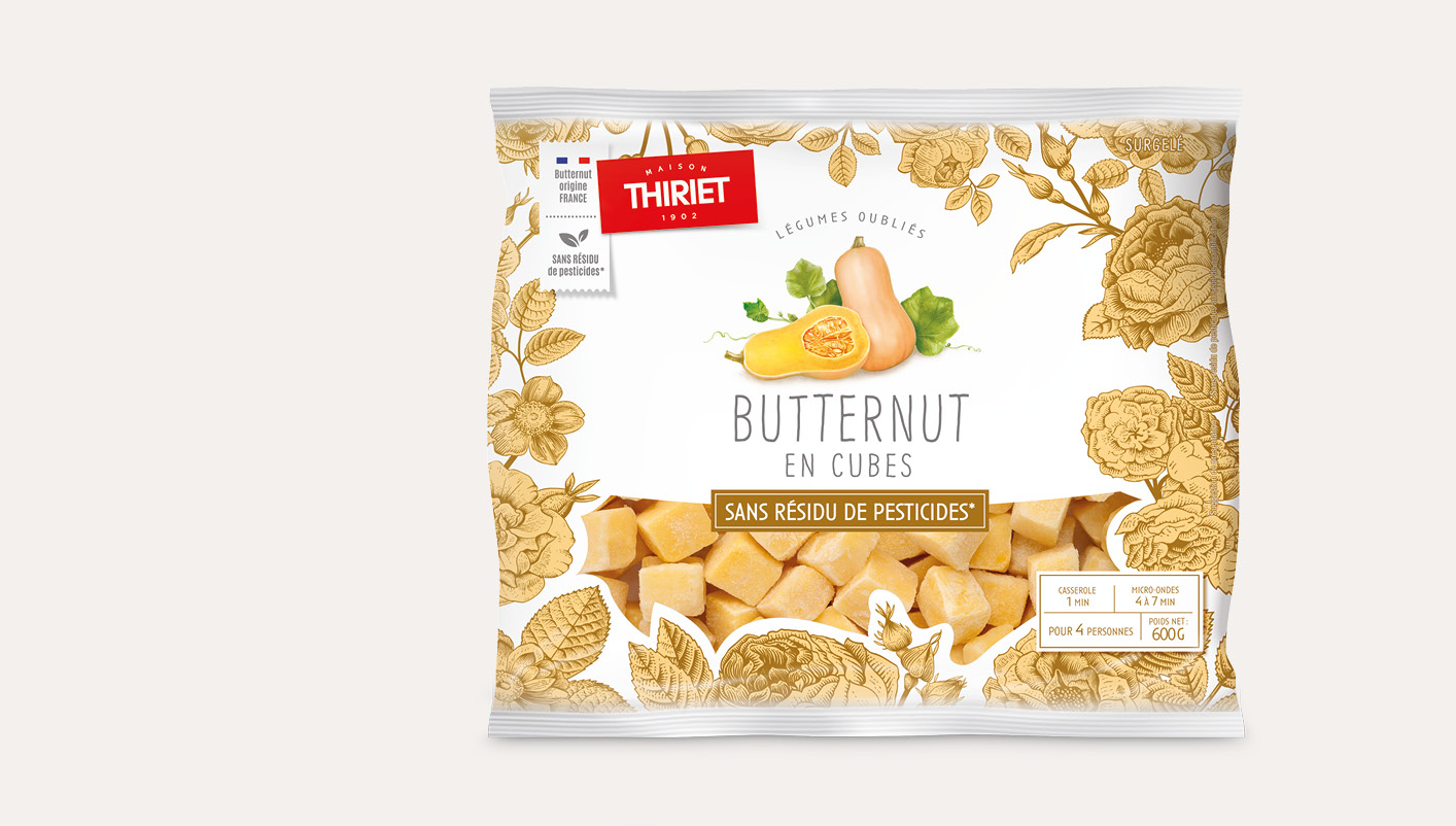 Butternut en cubes sans résidu de pesticides
