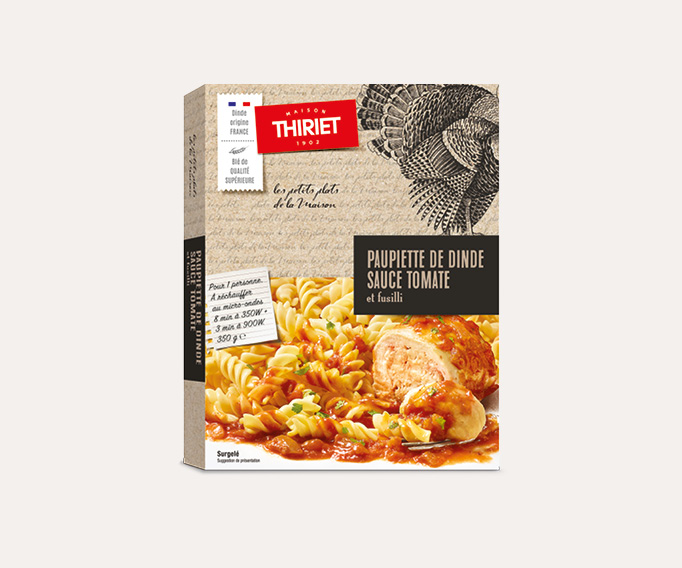 Paupiette de dinde, sauce tomate et fusilli