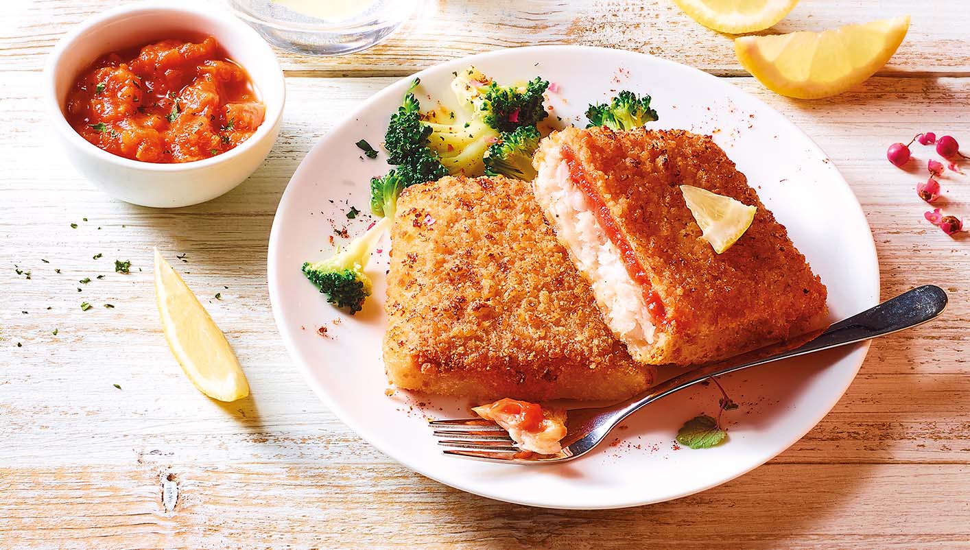 4 Portions de colin d'Alaska panées sauce tomate