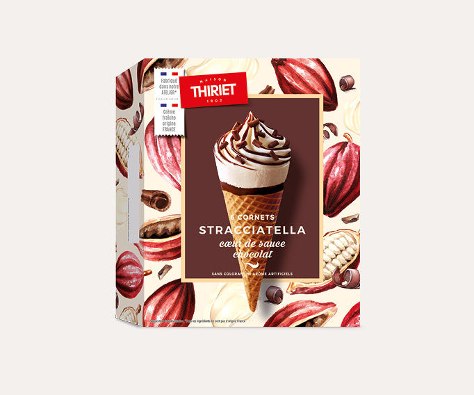 6 Cornets stracciatella cœur de sauce au chocolat