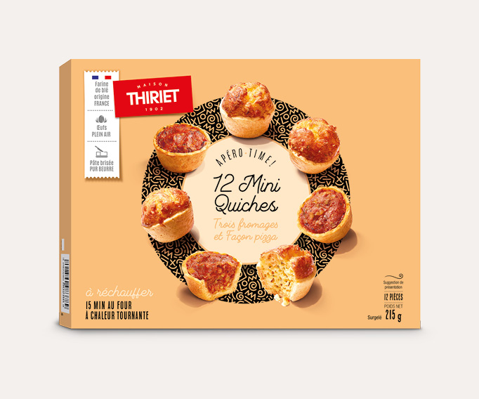 12 Mini quiches trois fromages et façon pizza