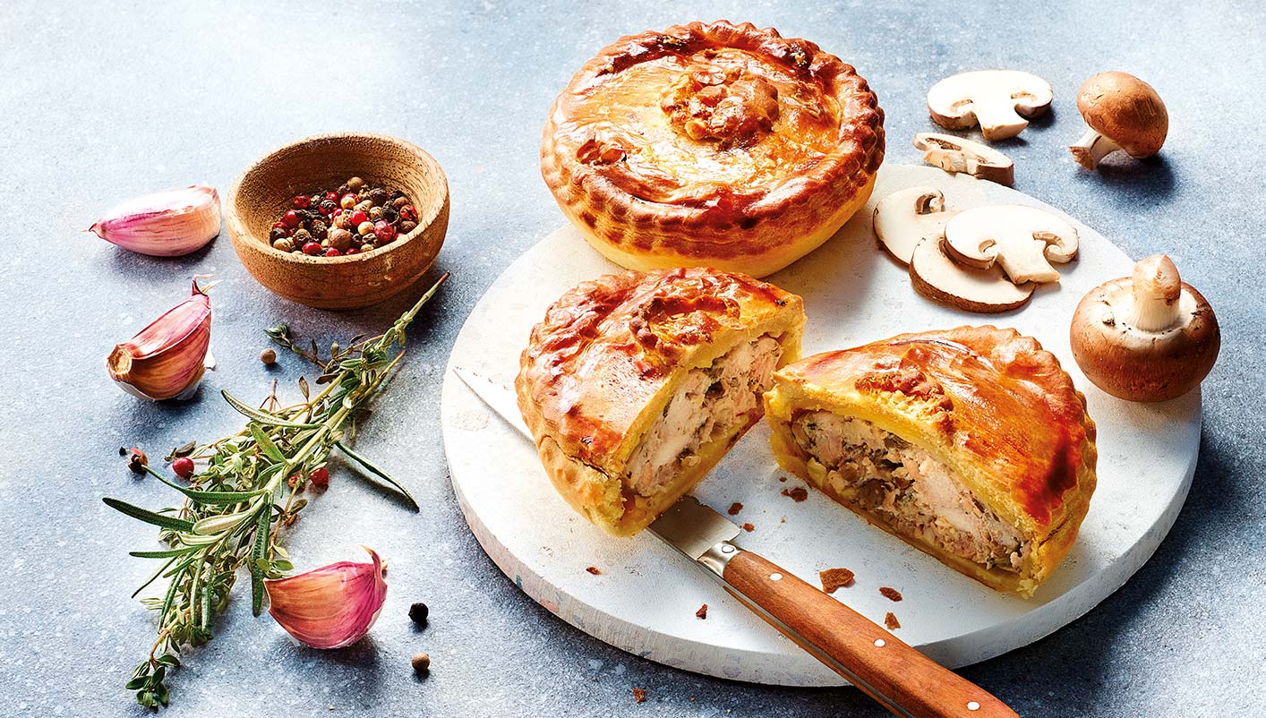 2 tourtes charcutières ris de veau, poulet, porc