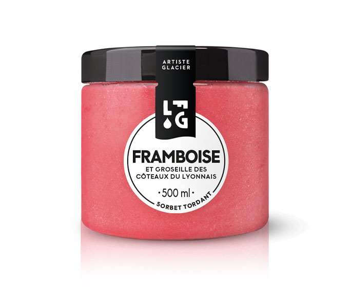 Sorbet plein fruit artisanal framboise et groseille
