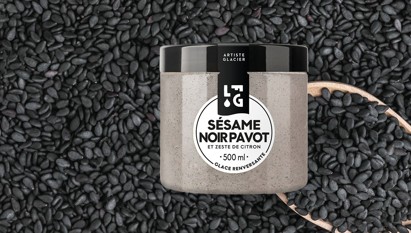 Crème glacée Sésame noir Pavot et zeste de citron