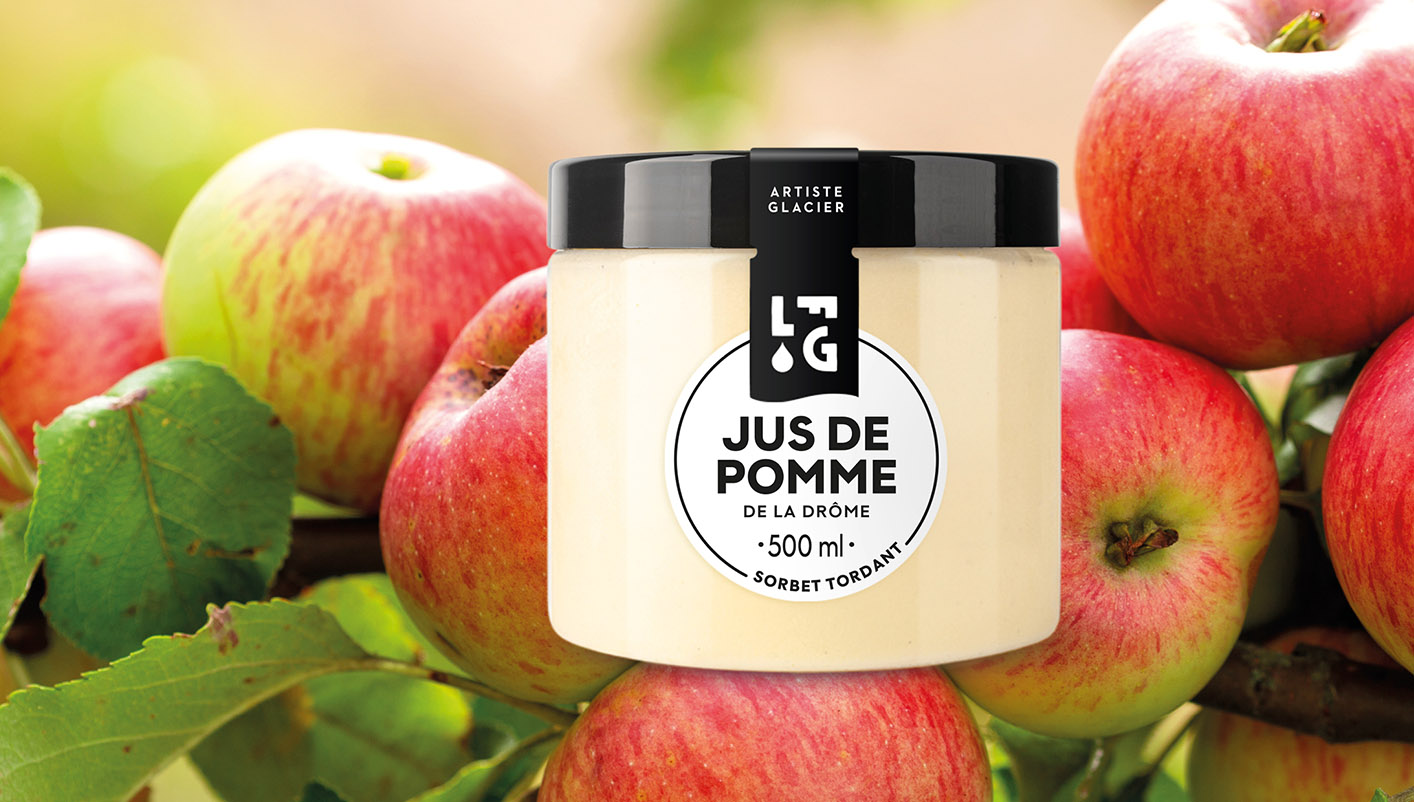Sorbet plein fruit jus de pomme de la Drôme