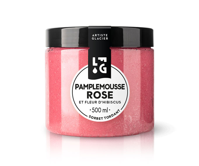 Sorbet plein fruit pamplemousse rose et fleur d'hibiscus