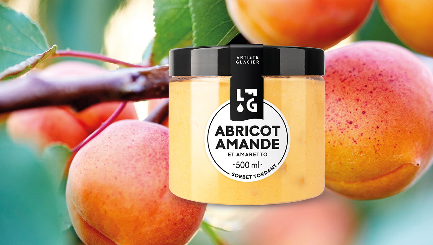 Sorbet plein fruit abricot amande et Amaretto