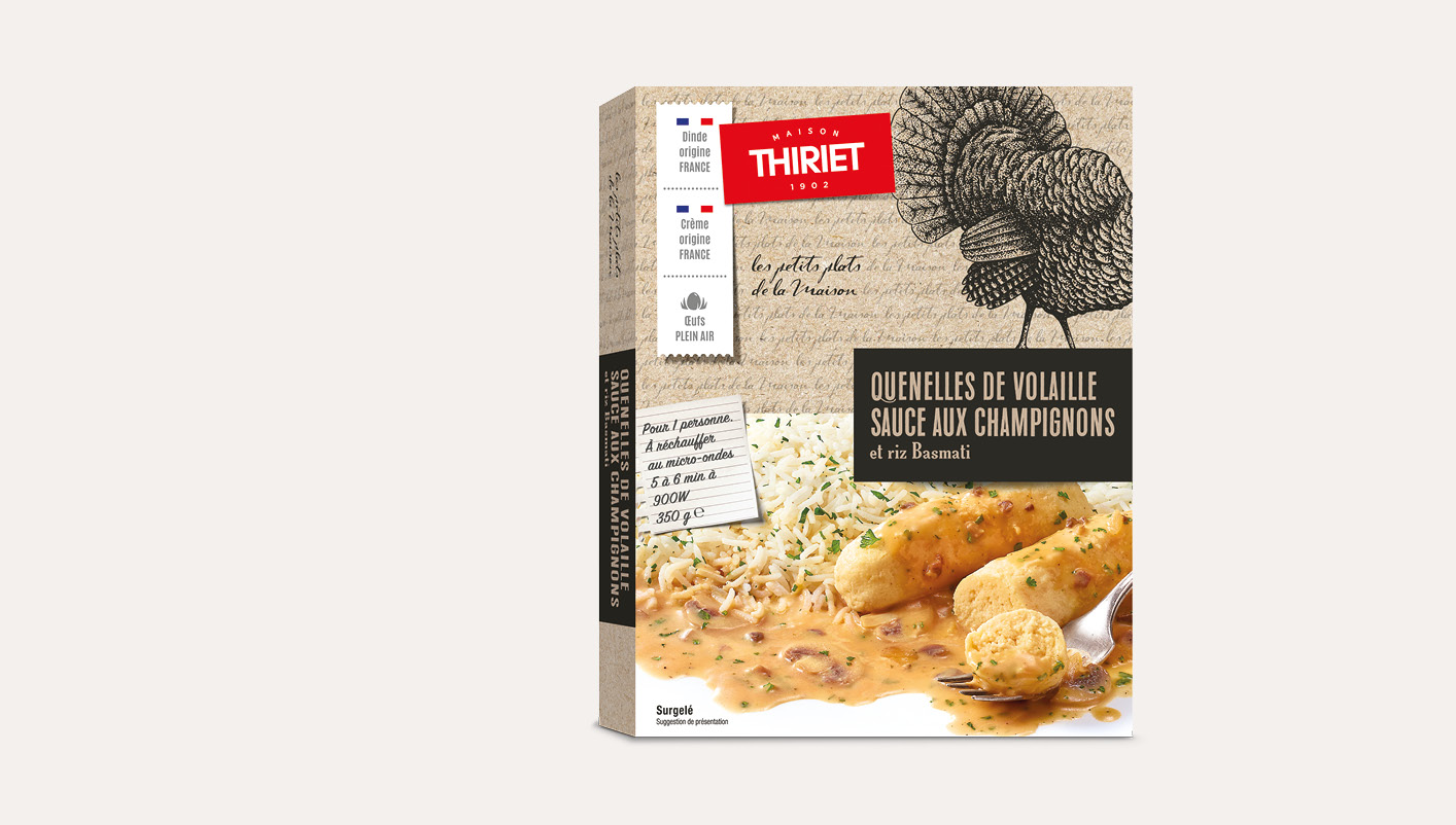 Quenelles de volaille, sauce aux champignons et riz basmati