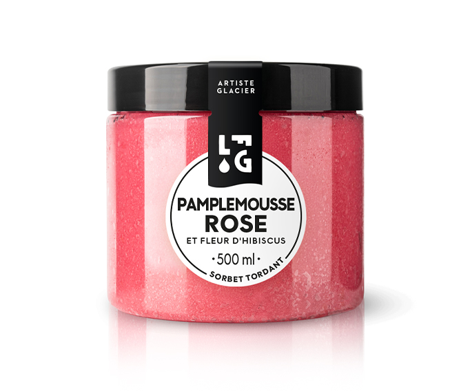 Sorbet plein fruit pamplemousse rose et fleur d'hibiscus