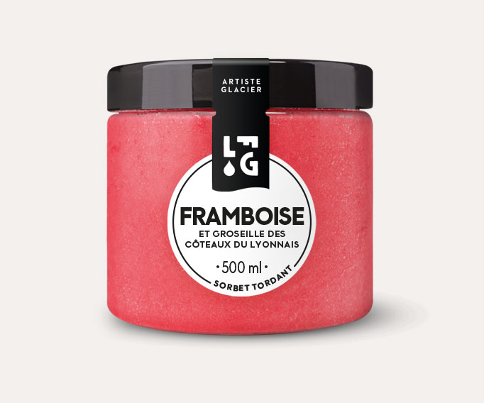 Sorbet plein fruit artisanal framboise et groseille