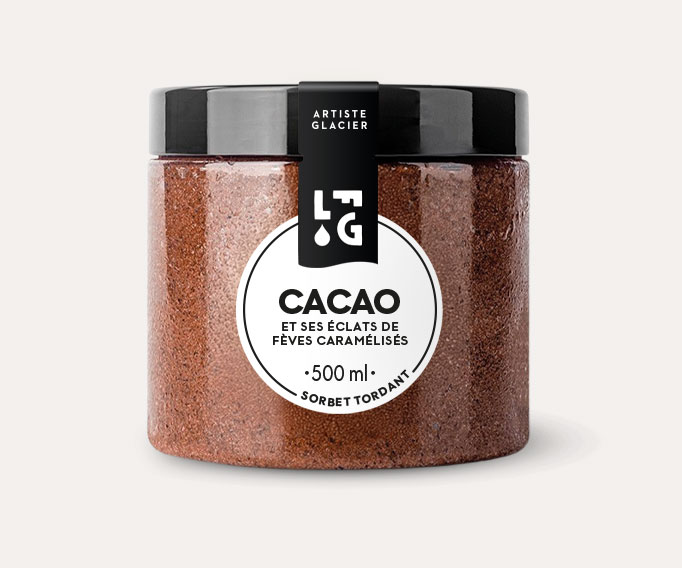 Sorbet artisanal cacao et ses éclats de fèves caramélisés