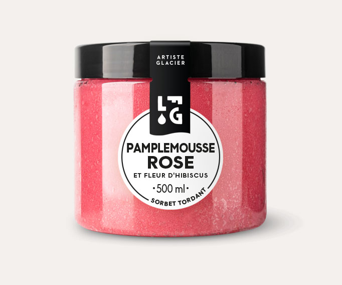 Sorbet plein fruit pamplemousse rose et fleur d'hibiscus