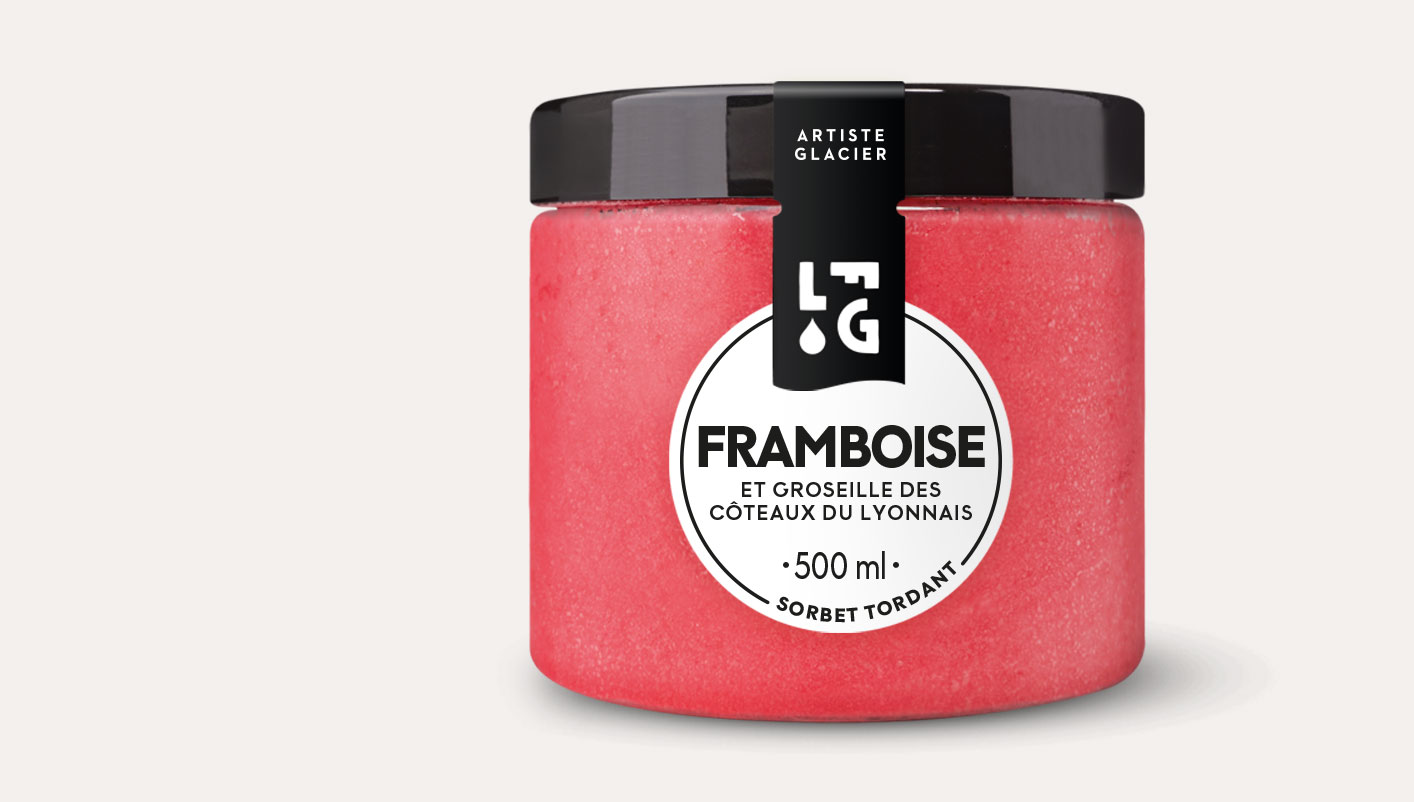 Sorbet plein fruit artisanal framboise et groseille