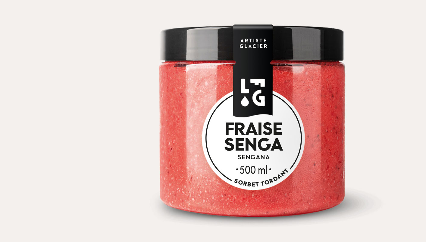 Sorbet plein fruit artisanal fraise Senga Sengana