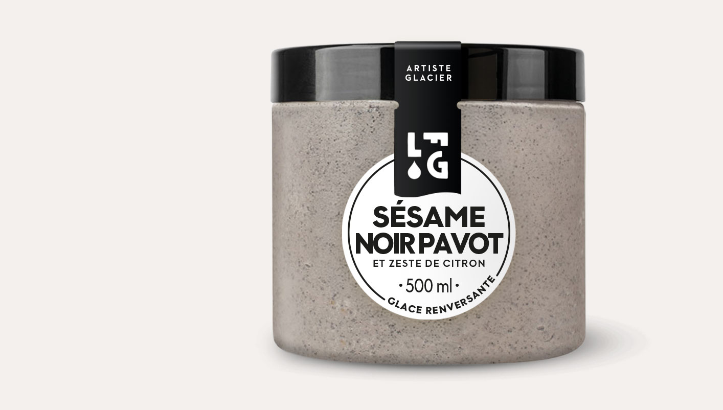 Crème glacée Sésame noir Pavot et zeste de citron