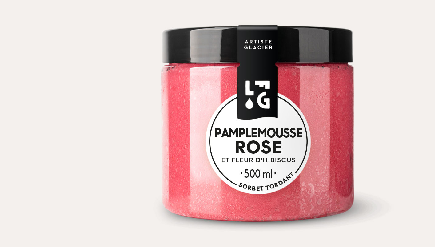 Sorbet plein fruit pamplemousse rose et fleur d'hibiscus