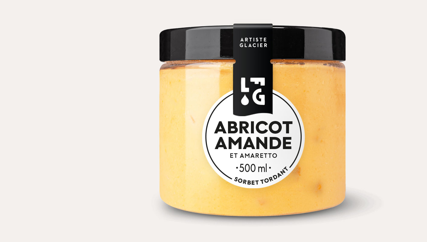 Sorbet plein fruit abricot amande et Amaretto