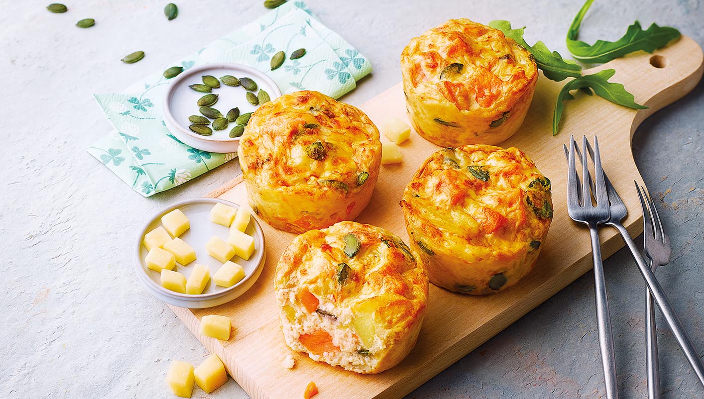 4 Mini gratins patate douce au Cantal et graines de courge