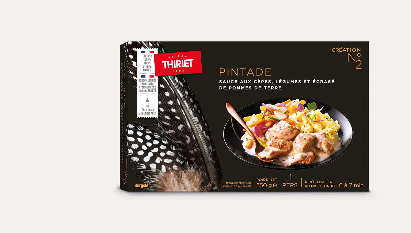 Pintade, sauce aux cèpes, légumes, écrasé de pommes de terre