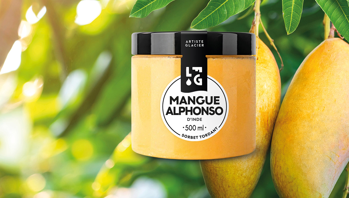 Sorbet plein fruit artisanal mangue Alphonso d'Inde