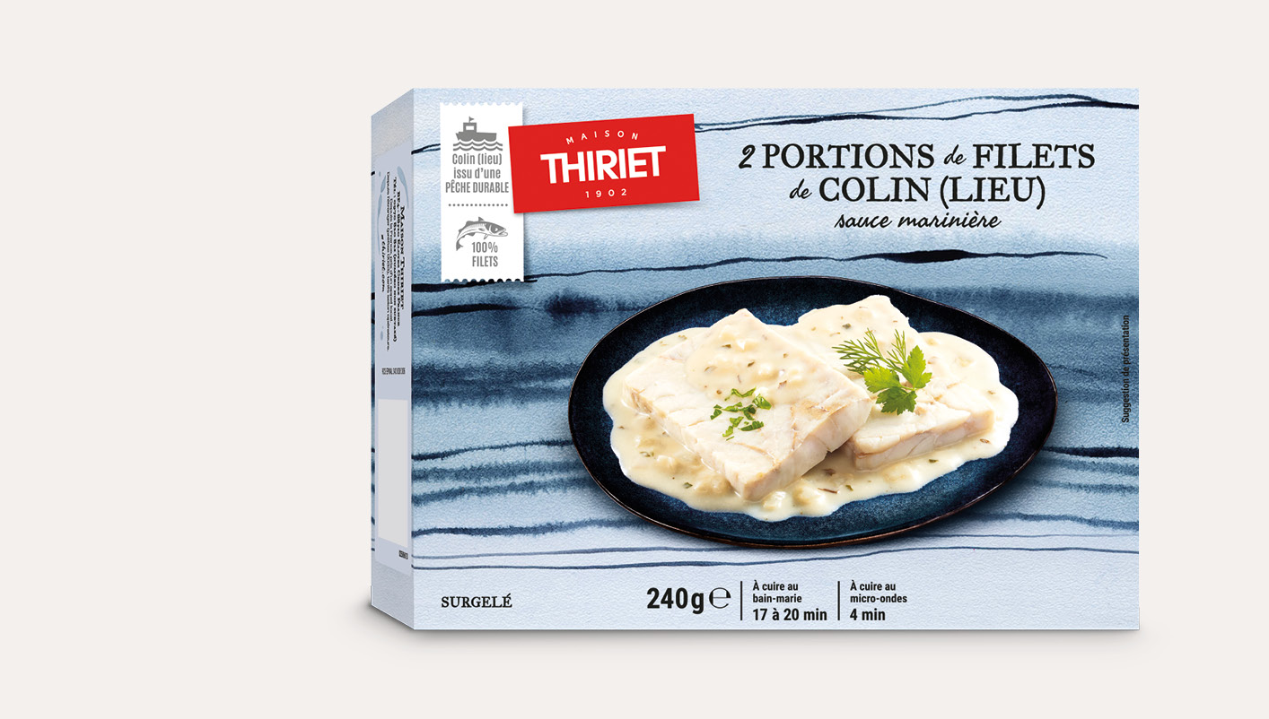 2 portions de filets de Colin (lieu), sauce marinière