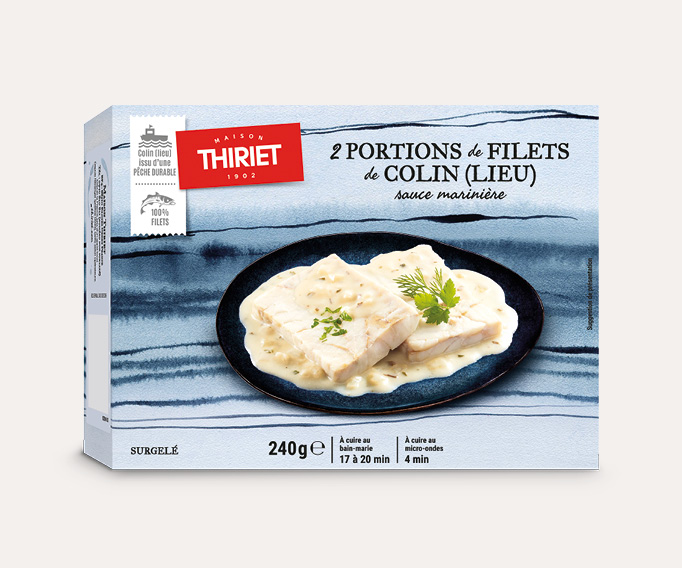 2 portions de filets de Colin (lieu), sauce marinière