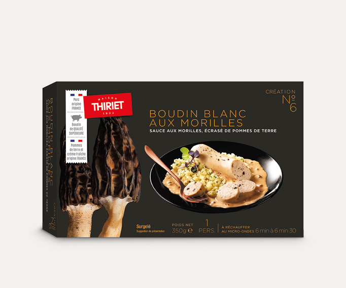 Boudin blanc et sauce aux morilles, écrasé de pomme de terre