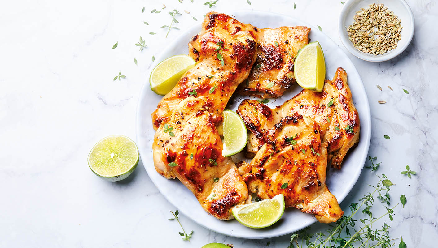 Hauts de cuisses de poulet désossés marinés thym, citron