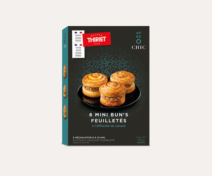 6 mini bun's feuilletés à l'effiloché de canard