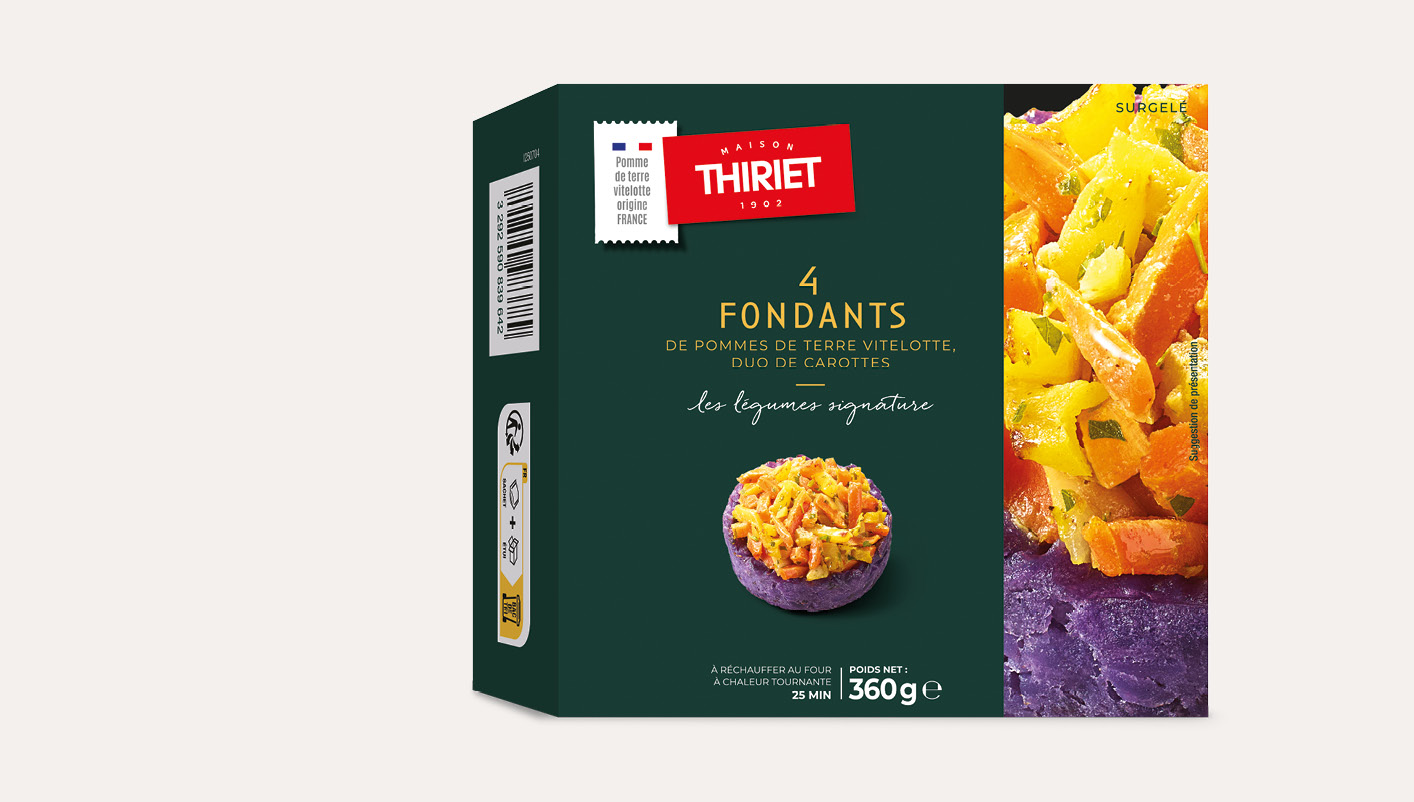 4 fondants de pommes de terre vitelotte, duo de carottes
