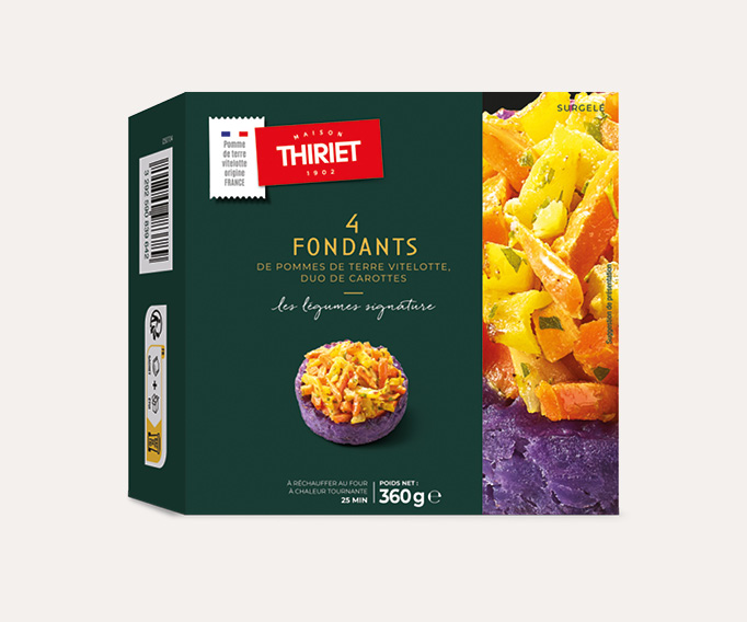 4 fondants de pommes de terre vitelotte, duo de carottes